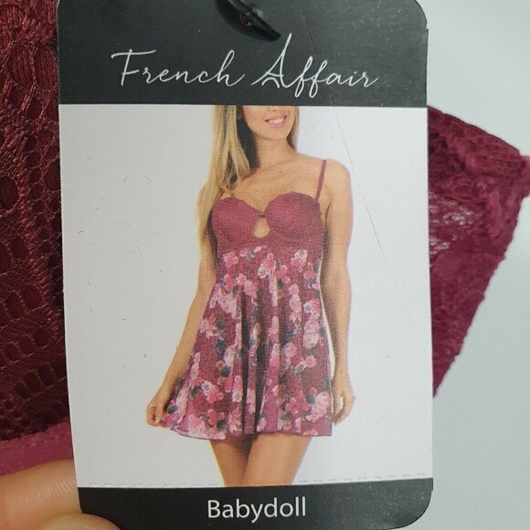 NEW French Affair Floral Sexy Babydoll‎ Lingerie Padded Cups Size Medium $42 - Picture 2 of 5